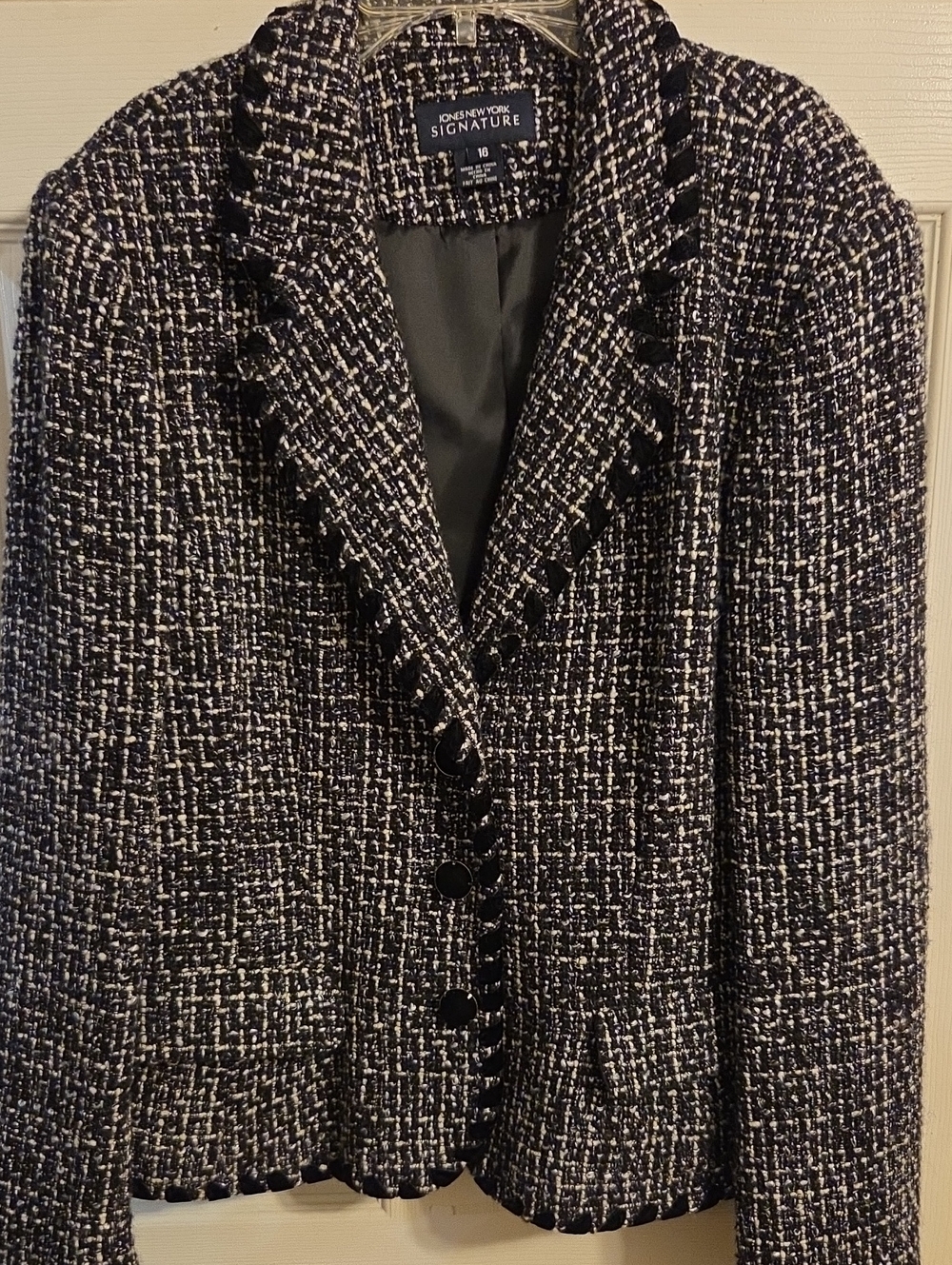 Signature Black and White Bouclé Tweed Blazer